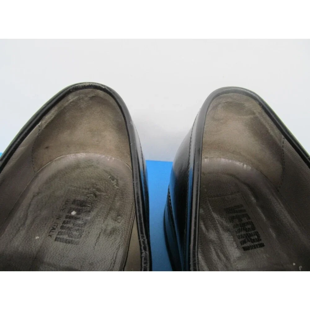 Bruno Verri Alberto Guardiani Mens Black Leather Loafers Size US 10 EUR 44